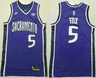 Mens Sacramento Kings #5 DeAaron Fox Purple 2024 City Edition Swingman Sponsor Stitched Jersey